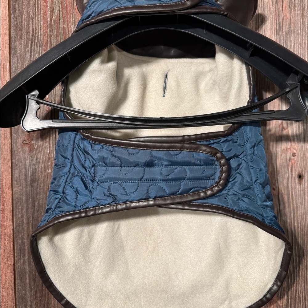 Heart To Tail Quilted Navy Blue Dog Vest with Leather Trim - Picture 4 of 4